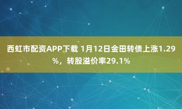 西虹市配资APP下载 1月12日金田转债上涨1.29%，转股溢价率29.1%