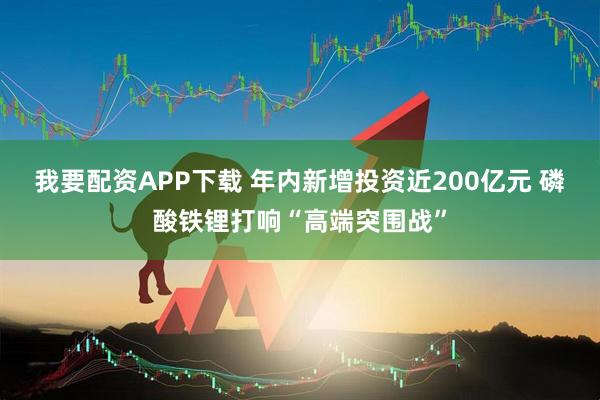 我要配资APP下载 年内新增投资近200亿元 磷酸铁锂打响“高端突围战”